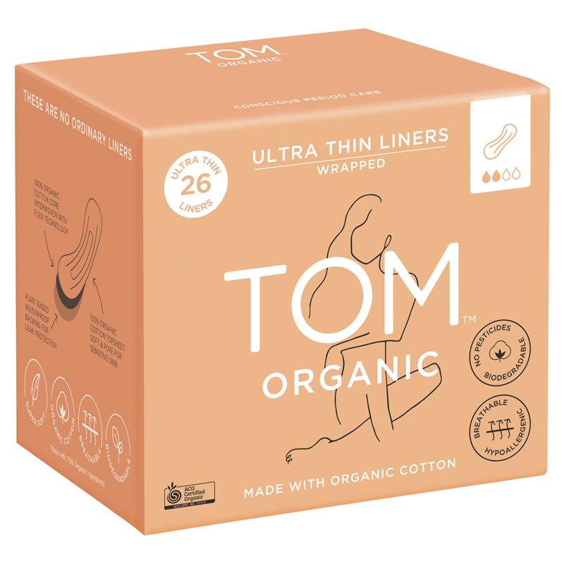 TOM ORGANIC Panty Liners (Wrapped) Ultra Thin Liners 26pk