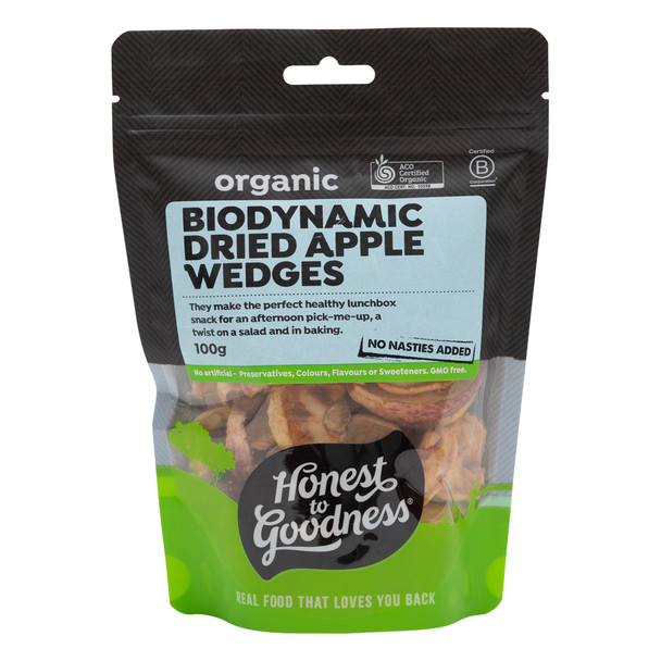 Honest to Goodness Biodynamic Dried Apple Wedges 100g