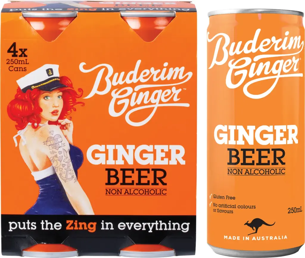 BUDERIM GINGER Ginger Beer Non Alcoholic 4x250ml