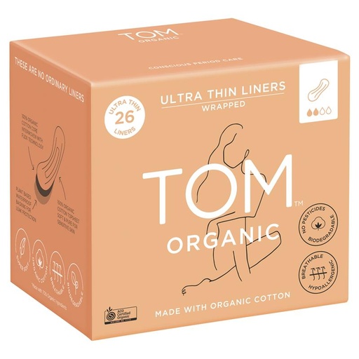 TOM ORGANIC Panty Liners (Wrapped) Ultra Thin Liners 26pk